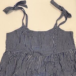 Old Navy Blue/White Gingham Cropped Babydoll Tank Size Large